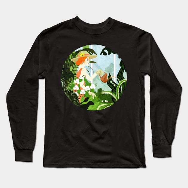 greenhouse gardener Long Sleeve T-Shirt by KatherineBlowerDesigns
